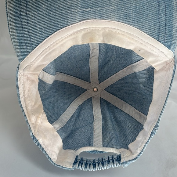 Vintage SASSON Denim Hat Flat Brim & Elastic Back One Size - Picture 5 of 5